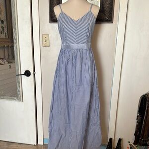 Loft Blue Striped Maxi Dress